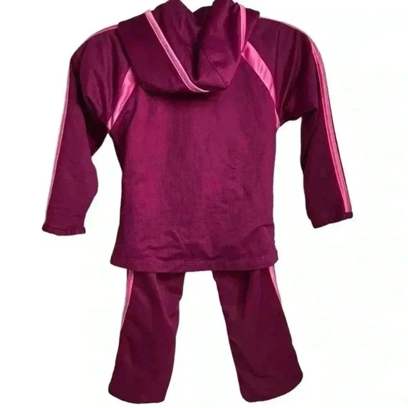Adidas Girls Pink Purple Track Suit Size 5 Zip Hoodie & Jogger Pants Set - Picture 13 of 16